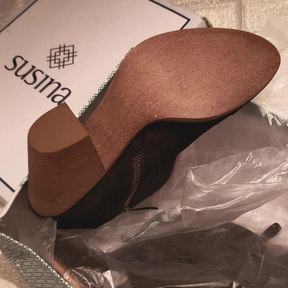 SUSINA New Boots Suede Leather Fashion Bootie Comfort Heel Women's 11 BLACK - Picture 7 of 15